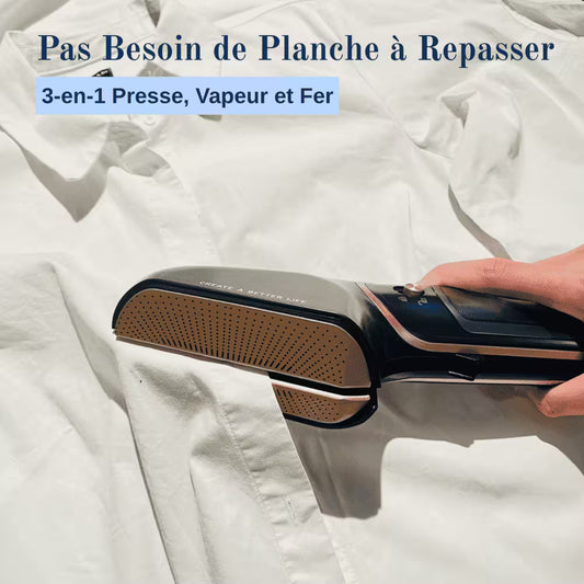 Défroisseur en train de repasser une chemise blanche