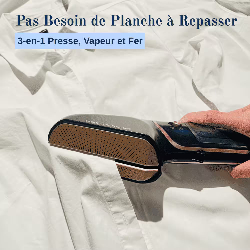 Défroisseur en train de repasser une chemise blanche